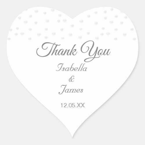Chic pearls on white Thank You wedding Heart Sticker