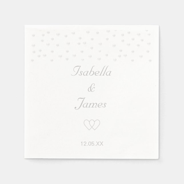 Chic Pearls on White Wedding Napkins (Front)