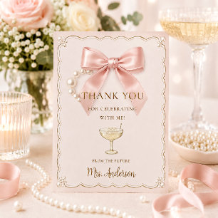 Chic Pearls & Prosecco Bridal Shower Thank You Card