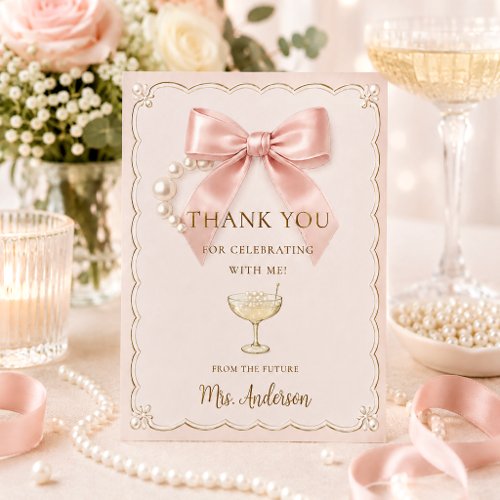 Chic Pearls & Prosecco Bridal Shower Thank You Card