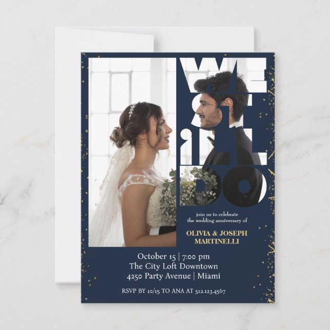 Chic Peek Navy Vow Renewal Invitation (Front)