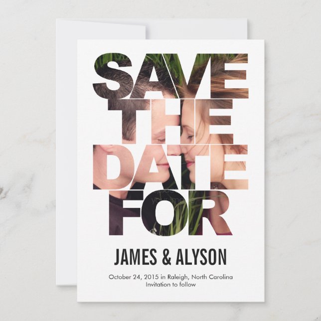 Chic Peek Save The Date Card (Front)