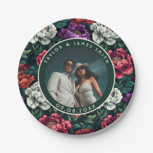 Chic Peonies Plates For Couple'S Shower Party