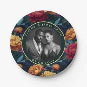 Chic Peonies Plates For Engagement Party