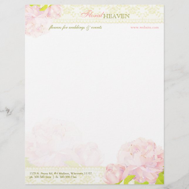 Chic Peony Cosmetology Business Letterhead (Front)
