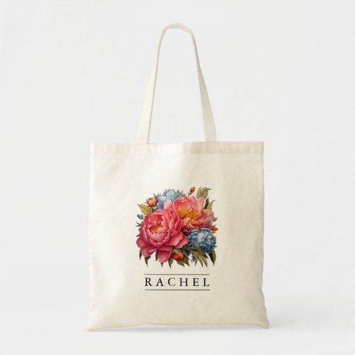 Chic Peony Floral_Personalize_Budget Tote Bag