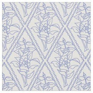 Chic Periwinkle Blue Floral Diamond Pattern Fabric