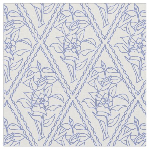 Chic Periwinkle Blue Floral Diamond Pattern Fabric