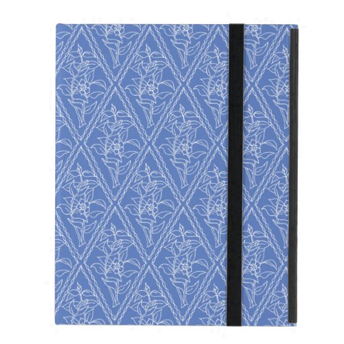 Chic Periwinkle Blue Floral Diamond Pattern iPad Cover