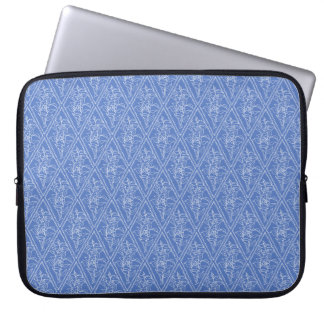 Chic Periwinkle Blue Floral Diamond Pattern Laptop Sleeve