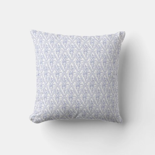 Chic Periwinkle Blue Floral Diamond Pattern Throw Pillow