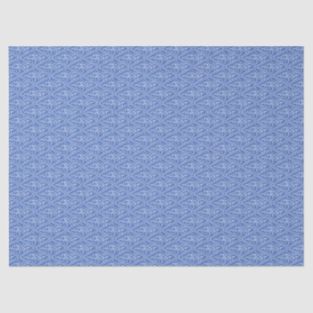 Chic Periwinkle Blue Floral Diamond Pattern Tissue Paper (Front)
