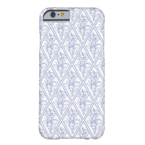 Chic Periwinkle Blue White Floral Diamond Pattern Barely There iPhone 6 Case