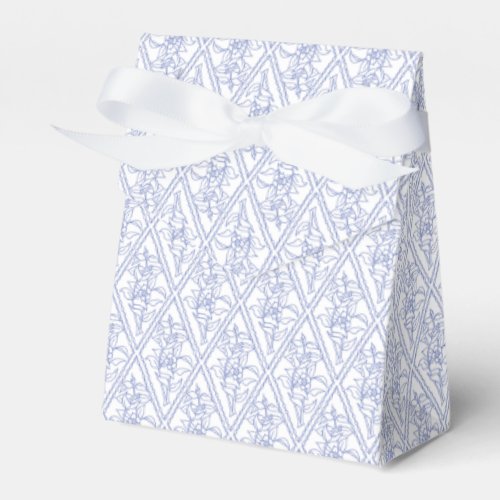 Chic Periwinkle Blue White Floral Diamond Pattern Favor Boxes