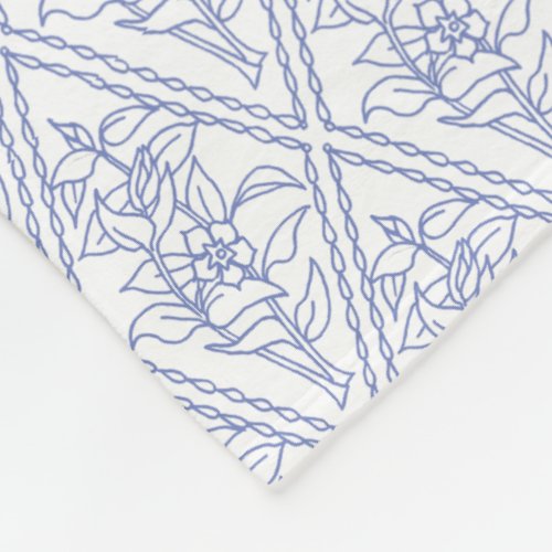 Chic Periwinkle Blue White Floral Diamond Pattern Fleece Blanket