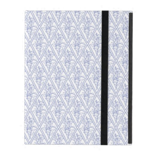 Chic Periwinkle Blue White Floral Diamond Pattern iPad Cover