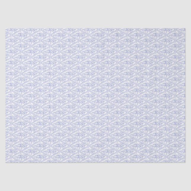 Chic Periwinkle Blue White Floral Diamond Pattern Tissue Paper (Front)