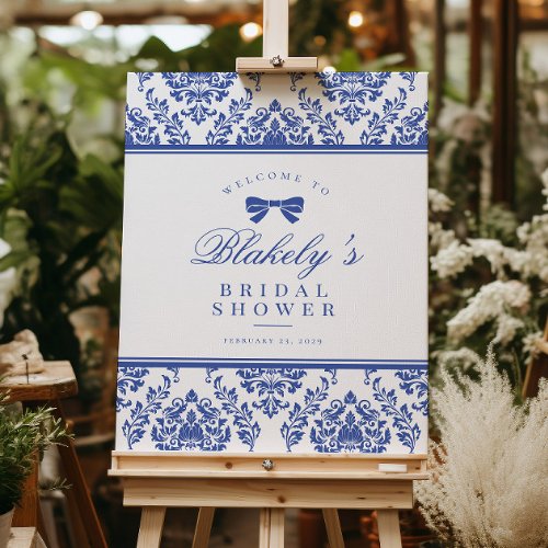 Chic Periwinkle Ribbon Bridal Shower Welcome Sign