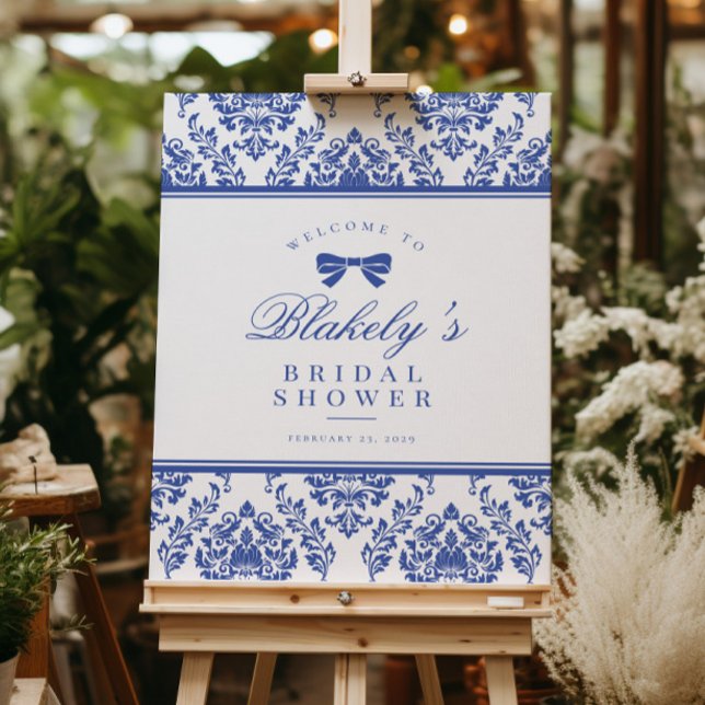 Chic Periwinkle Ribbon Bridal Shower Welcome Sign (Creator Uploaded)