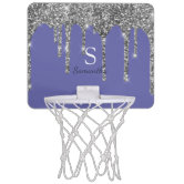 Pink Rose Gold Glitter & Sparkle Monogram Name Mini Basketball Hoop, Zazzle