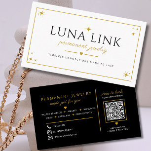 Chic Permanent Jewelry Artist Minimal QR Code Business Card