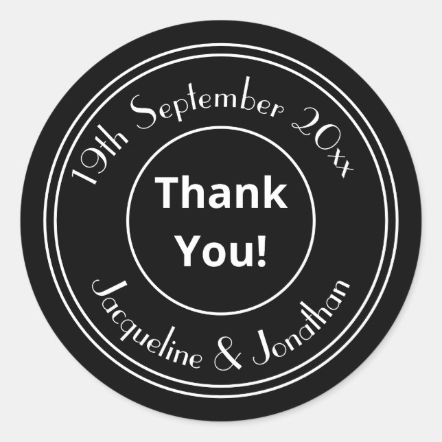 Chic Personalized B & W Thank You Envelope Seals (Front)