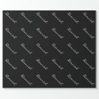 Chic personalized black and white matte black wrapping paper