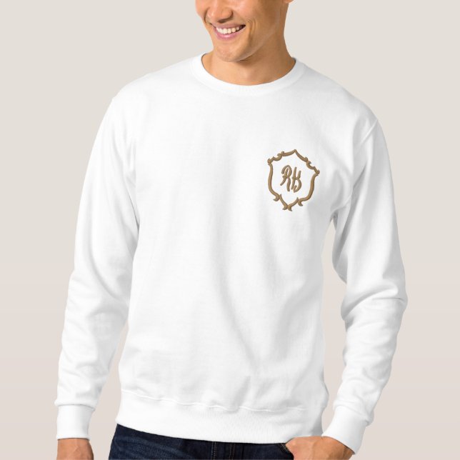 Chic Personalized Emblem Initial Monogram Men's    Embroidered Sweatshirt (Front)