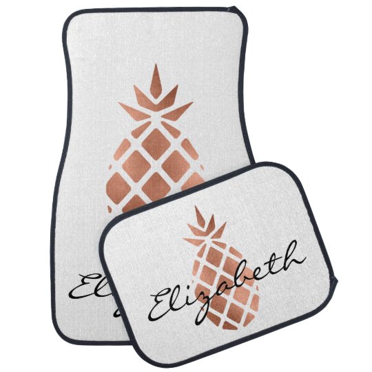 Chic Personalized Faux Rose Gold Foil Pineapple Car Floor Mat