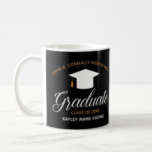 Chic Personalized Graduate 2024 Graduation Black Coffee Mug