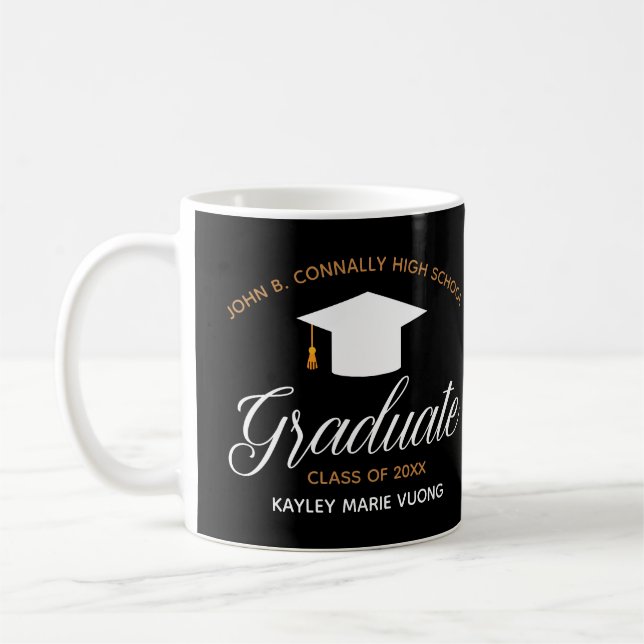Chic Personalized Graduate 2026 Graduation Black Coffee Mug (Left)