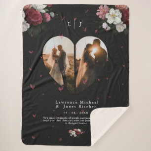 Chic personalized Heart shape 2 Photo Collage Sherpa Blanket