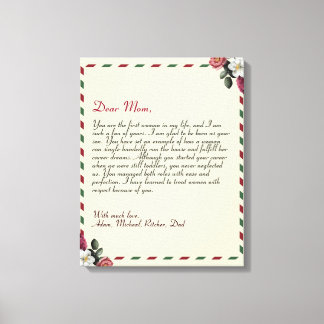 Chic Personalized Love Letter Handwritten couples  Canvas Print