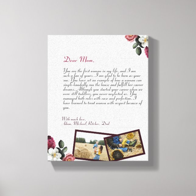 chic Personalized Love Letter Handwritten gift   Canvas Print (Front)