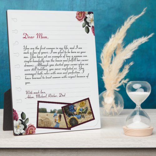 Chic Personalized Love Letter Handwritten  Photo  Plaque