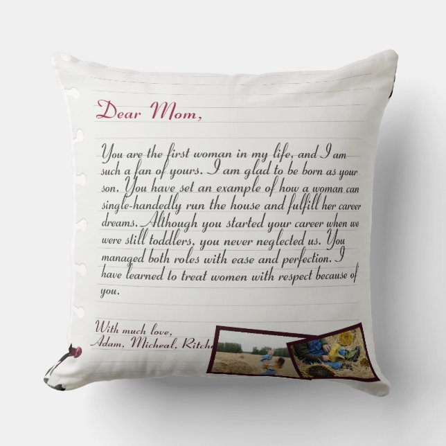 Chic Personalized Love Letter Handwritten & Photo  Throw Pillow (Front)