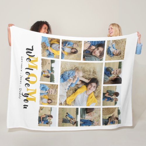 Chic Personalized Love You Mom 13 Family Photo  Fl Fleece Blanket