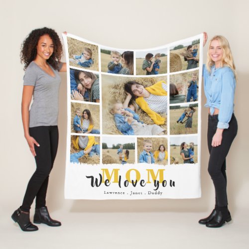 Chic Personalized Love You Mom 13 Family Photo  Fleece Blanket