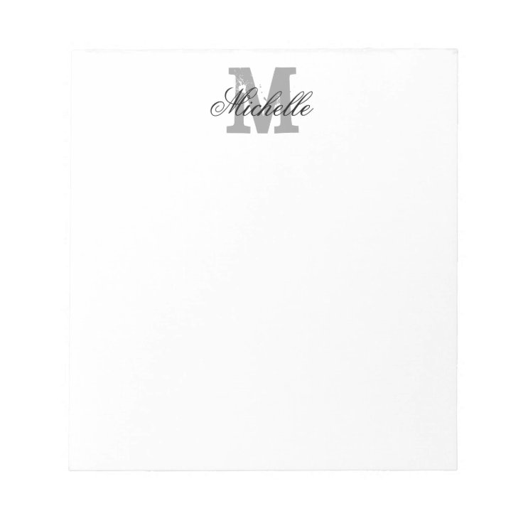 Chic Personalized Name Monogram Writing Notepad | Zazzle