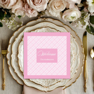 Chic Personalized Napkins Pink Plaid Table Style