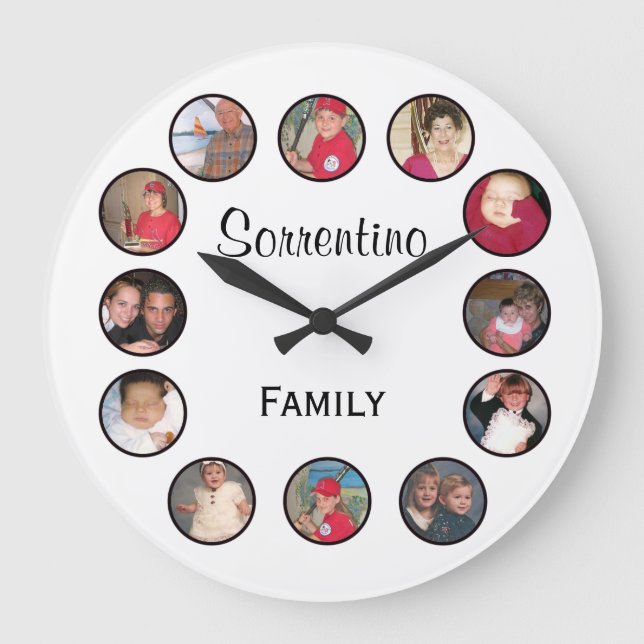 Chic Personalized Photo Round Wall Clock (Front)