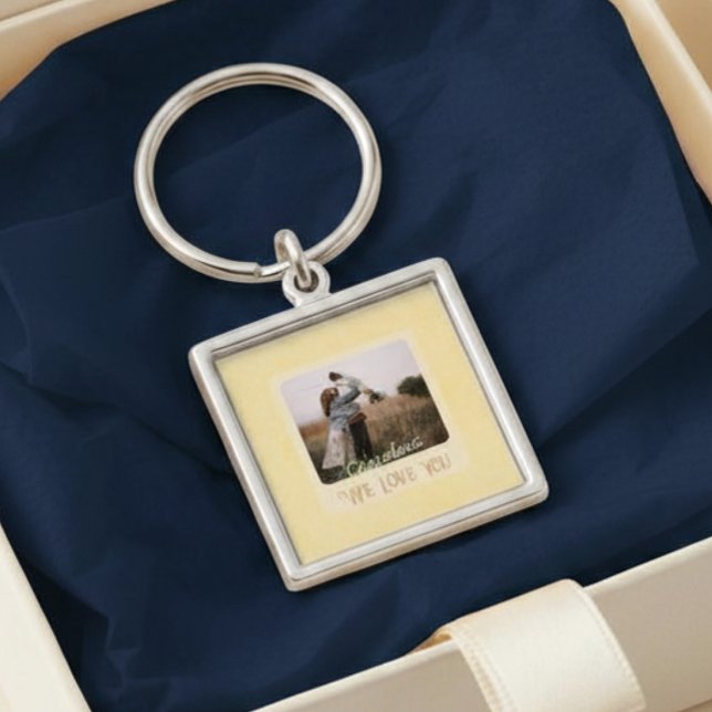 Chic Personalized Photo Text Grandma Gift Keychain (Chic Personalized Photo Text Grandma Gift Keychain)