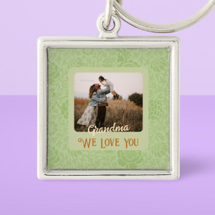 Chic Personalized Photo Text Grandma Gift Keychain
