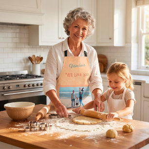 Chic Personalized Photo Text Grandma Gift Orange Apron