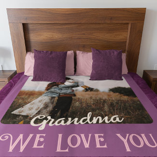 Chic Personalized Photo Text Grandma Gift Red