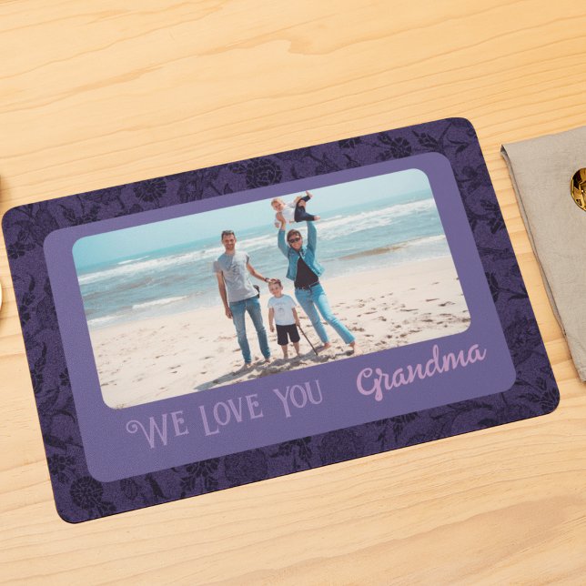 Chic Personalized Photo Text Grandma Gift Violet Placemat (Creator Uploaded)