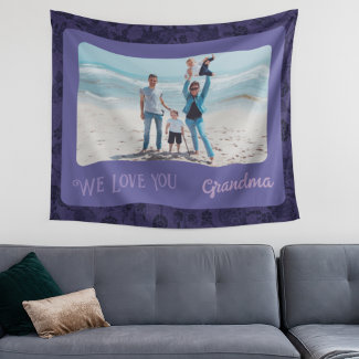 Chic Personalized Photo Text Grandma Gift Violet