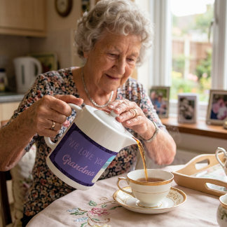 Chic Personalized Photo Text Grandma Gift Violet Teapot