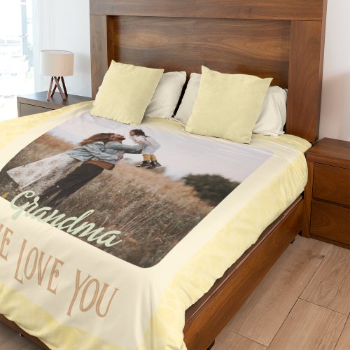 Chic Personalized Photo Text Grandma Gift Yellow Duvet Cover