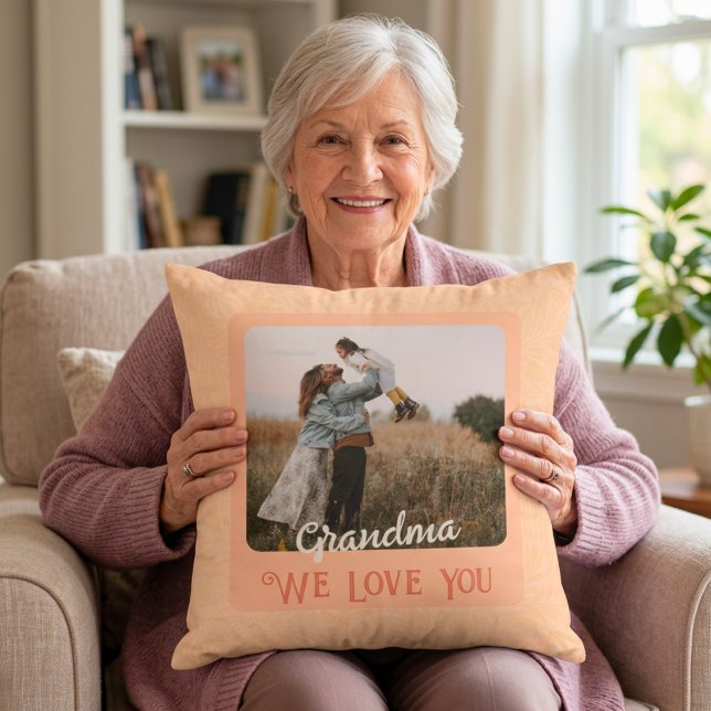 Chic Personalized Photo Text Grandparents Gift Throw Pillow (Chic Personalized Photo Text Grandparents Gift Throw Pillow)
